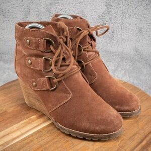 Diba True Wedge Booties Womens Brown Casual Boots size 7.5